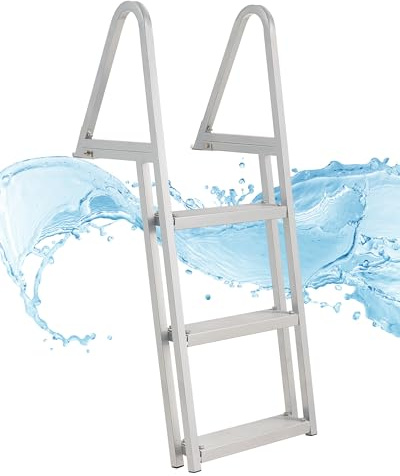 CO-Z 3 Step Removable Dock Ladder, Pontoon Boat Ladder with 350lb Load, Aluminum Swim Ladder with Wide Step & Nonslip Tread, Quick Release Dock Stair for Lake Swimming Pool Marine Boarding