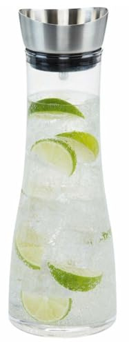 Glas Wasserflasche Karaffe mit Edelstahlsieb - 1 Liter - 2 Stück