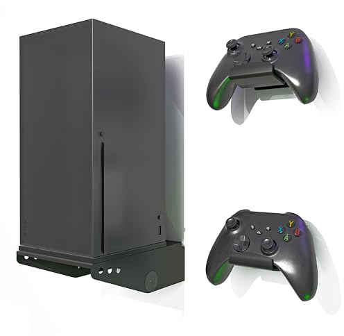 ADZ Series X Wall Mount for Xbox Series X Console, Multifunction Wall Mount Stand Includes Strong Metal Base and Xbox Controller Holder Mounts