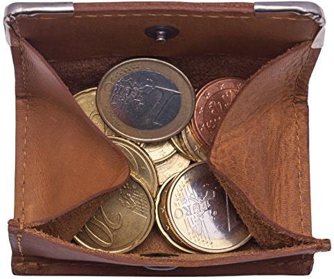 BelleBay HillBurry Leder Münzbörse | Wiener Schachtel aus echtem Leder | Geldbörse mit Kleingeldschütte - Slim Wallet | Leder Minigeldbörse - Münzen Portmonee (Braun)