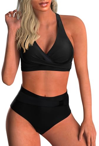 Adigaber tvådelad dambaddräkt med vadderade push up-kupor, justerbar bikini med blommigt tryck, S