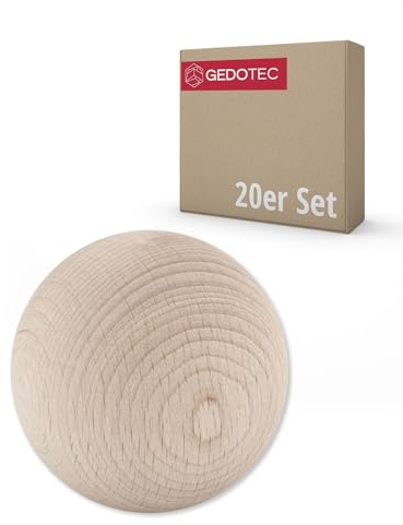 Gedotec Holzkugeln aus Buche | 20 Stück | Holzbälle feingeschliffen | Durchmesser 40 mm | Kugeln ohne Loch | Holzperlen zum Basteln und Verzieren | Holzperlen ohne Chemie | Holzkugel Natur | Perlen