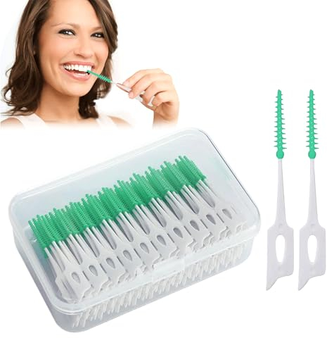 Lot de 220 brossettes interdentaires en silicone souple - Brosses interdentaires adaptatives - Petites brosses à dents - Nettoyage entre les dents - Brosses interdentaires portables