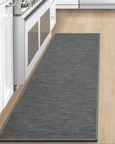 LEKEEPGO Tappeto Cucina Antiscivolo Lavabile 43x150cm, Passatoia Cucina, Tappeto Cucina Lavabile, Tappeto per Cucina, Corridoio, Lavanderia, Torta Runer, Grigio