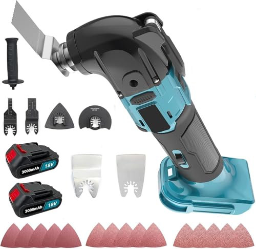 Cordless Brushless Oscillating Multi-Tools, Set with 25pcs Accessories Include 2X 3.0Ah Batteries&Charger,6 Variable Speeds, 4° Oscillation Angle,Multi-Use Cutting&Sanding Tool for Wood/Plastic/Metal