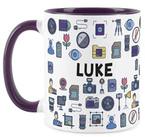 Custom Photographer Mug - Humourous Photography & Film Novelty Gift - Tea/Coffee Purple Ceramic Cup Personalised Present for Photographers