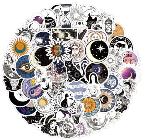 CAREOR 62Pcs Astrology Stickers, Vinyl Waterproof Cute Graffiti Astrology Stickers for Teens Office Workers Crafts Gifts Laptop Bottles Envelopes Snowboard
