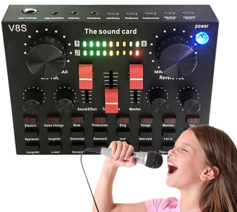Carte son en direct – Moniteur de système audio | Console de son pratique, carte de changement de voix compacte portable pour studio DJ stéréo