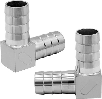 2 PCS Elbow Hose Barb, 90 Degree L Shaped Tube Coupler Stainless Steel Hose Connector Joint Fitting for Fuel Gas Liquid Air (OD 10mm)