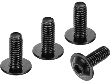 sourcing map 100Pcs M4-0.7x10mm Flanged Button Head Socket Cap Screws, 304 Stainless Steel Socket Drive Fasteners Bolts, Fully Thread Machine Screws, Black