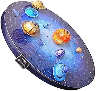 SOPOTUTU 3d Solar System Puzzle Toy Paper Model Educational Boys and Girls and Adults Hand Assembled Space Planet Creative Puzzle 12pcs Set for Learning and Stem Activities