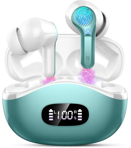 Ordtop Cuffie Bluetooth, 2025 Auricolari Bluetooth 5.4 con 4 HD ENC Cancellazione Rumore Mics (nero)