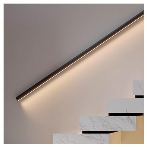 Pasamanos de aluminio con iluminación LED para escaleras, barra de soporte de seguridad para interiores y exteriores, barandilla de escalera (negro de 39.3 pulgadas/1 m), visibilidad y seguridad