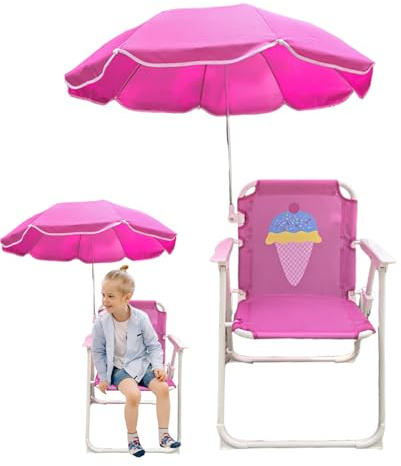 Chaise de Plage avec Parasol | Chaise de Plage avec Parasol Résistant au Vent - Siège Résistant au Vent et Stable sur Le Sable pour Voyage, Jardin, Piscine et Pique-Nique en Extérieur
