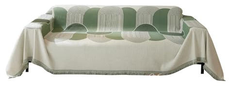 Copridivano multifunzionale 4 stagioni popolare motivo geometrico coperta con frangia adatto per divano letto esterno 180 x 280 cm verde