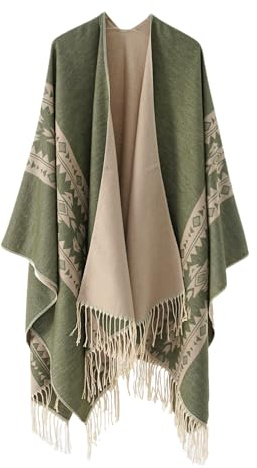 Sjalwraps för Damer, Mjuk Öppen Front Poncho Cape Kofta, Överdimensionerad Halsdukströja för Kväll, Bröllop, Fest, Resa (Olivgrön Kaki)