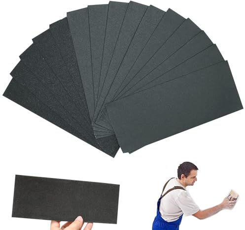 Fine Sandpaper Set, 20 Sheets 80 to 2000 Multi Grits Wet and Dry Sanding Paper for Cars Polishing Metals Walls Wood Furniture Paintwork Sanding, Sand Paper Assorted 9x3.6 Inch