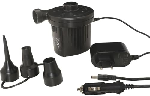 Casativo Praktische Elektrische Luftpumpe mit 3 Luftdüsen und Kompressor, 12 V / 230 V, 50 W, für schnelles Aufpumpen von Bällen, Schlauchbooten, Luftmatratzen