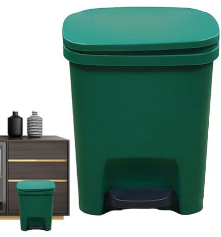 Generico Pattumiera A Pedale Con Coperchio - Cestino Rettangolare In Da 10 Litri A Chiusura Rallentata | Per Bagno E Cucina | Pedale, Protezione Dagli Odori E Anello Portasacco Invisibile Per U