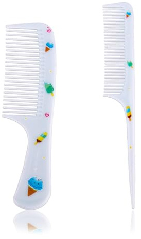 2 Stycken Sött Hårkam Set, Finaxlat & Råttsvans Stylingkam Mini Baby Plast Hårborste Verktyg Accessoarer för Småbarn Barn Kvinnor Alla Hårtyper (Blå Glass)
