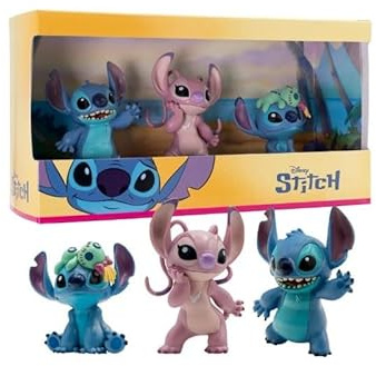 Set 3 Stitch y Angel Figura de Juego Walt Disney Lilo & Stitch, Aprox. 6 cm, Fiel al Detalle, Ideal como pequeño Regalo para niños a Partir de 3 años, Multicolor (Set 3 Figuras Stitch & Angel)