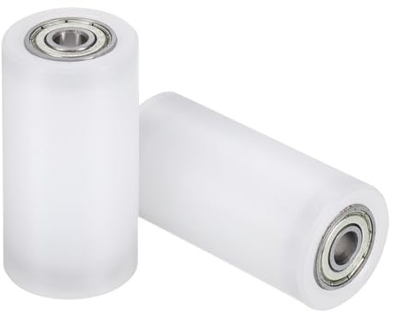 QUARKZMAN 2 Piezas Rueda De Nylon Con Rodamientos 6 X 25 X 50mm (Blanco) | DI. X De X L, Rueda Guía CNC, Polea De Nylon, Para Correa Plana