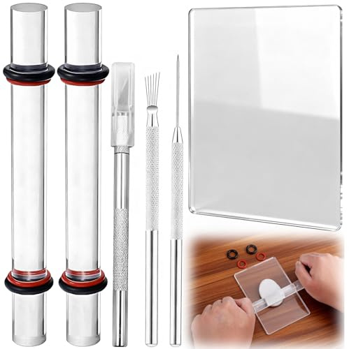 6 PCS Polymer Clay Tools Kit, Acrylic Clay Press Board Rolling Rod | Detail Needles for Shaping and Sculpting Tools are Used for Shaping DIY Handicrafts and Reshaping