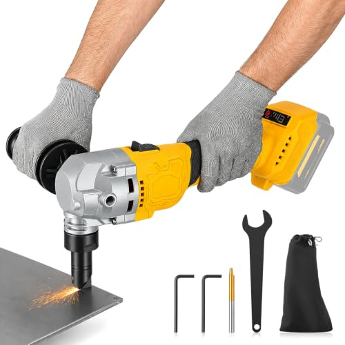Cordless Metal Nibbler Compatible with Dewalt 20V, Brushless 3 Speed Adjustable Electric Sheet Metal Cutter 360° Rotatable Cutting Head, Multi Shear for Cutting Stainless Steel, Aluminum (No Battery)