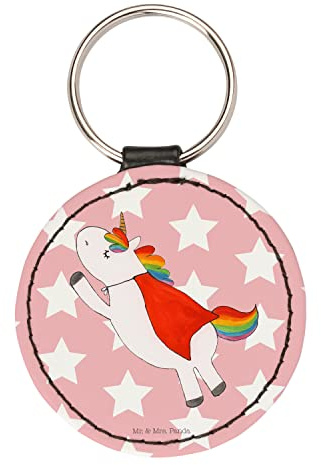 Mr. & Mrs. Panda Rund Schlüsselanhänger Einhorn Super - Geschenk, Glücksbringer, Schutzengel, Unicorn, Einhorn Deko, Taschenanhänger, Traummann,