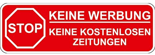 Keine Werbung! 1 roter Briefkastenaufkleber 80x26 mm Aufkleber STOP Bitte keine Werbung und kostenlose Zeitungen einwerfen - Aufkleber für den Briefkasten