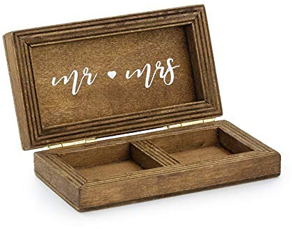 Scatola per fedi nuziali, in legno, stile rustico, per feste