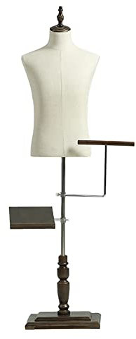 XIMSPHY Männliche Schaufensterpuppe, Arme und Finger aus Holz, Mannequin Torso mit Verstellbare Höhe, Schneiderpuppe Büste für für Bekleidungs-Shop Shop Schlafzimmer (Color : A)