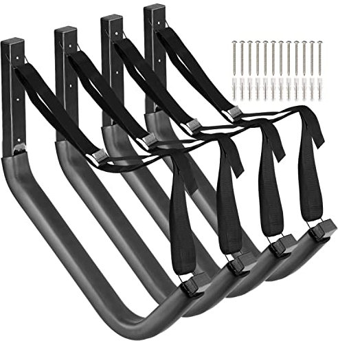 Heavdace Kayak Storage Racks, 4 Pack Freestanding Canoes Garage Hooks, 19.5Inch Wall Mount Surfboard Hangers and Stand-Up Paddle Board Holder, 150lb Capacity