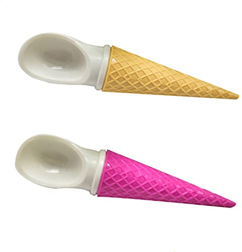 Beetoo Cucharas de helado en forma de cono, 2 cucharas de helado, cuchara de helado de plástico profesional con mango antideslizante para masa de galletas, gelato, sorbete, menta