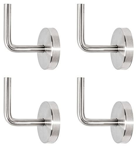 PRIOstahl Handlaufhalter Wandhalter Handlaufstütze Rohrhalter Geländerhalterung - 4 x Handlaufträger an die Wand flach mit Abdeckrosette zum anschweißen an Rohr aus Edelstahl V2A Geländerbau