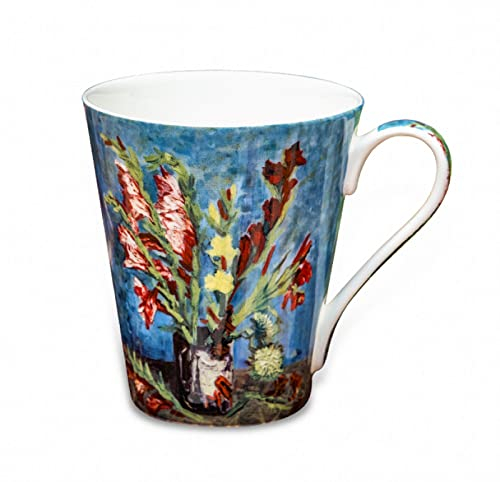 DECRZPB Ceramic Coffee Mug Gladiolus Flower Tea Cup Pottery Coffee Cup Milk Juice Mug Birthday Gift for Office and Home