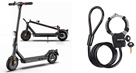 DIGGER ES3 - E-Scooter mit Straßenzulassung & Master Lock Kabelschloss mit Schlüssel [Kabel 1m] 8275EURDPROBLK – Ideal für Scooter Roller, Fahrrad, Kinderwagen, Sportausrüstung