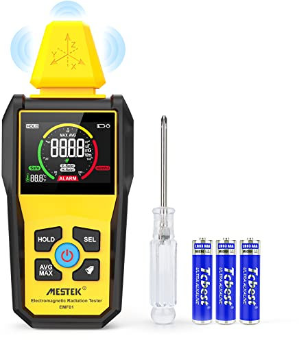 EMF-Messgeräte MESTEK Dosimeter Elektromagnetischer Strahlungsdetektor zur Messung von Radioaktivität 3-Farbanzeige mit Farbanzeigebildschirm und akustischem Alarm EMF Meter EMF Detector