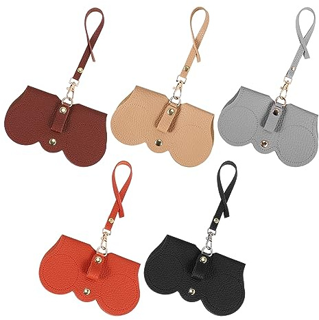 CosyCaya 5 Stück Mode Sonnenbrillenetui, Tragbares Etui für Sonnenbrillen, Brillenetui mit Karabiner, Weiche Brillentasche, Tragbar Sonnenbrillen Beutel Lesebrillenetui, Leder Sonnenbrille Beutel