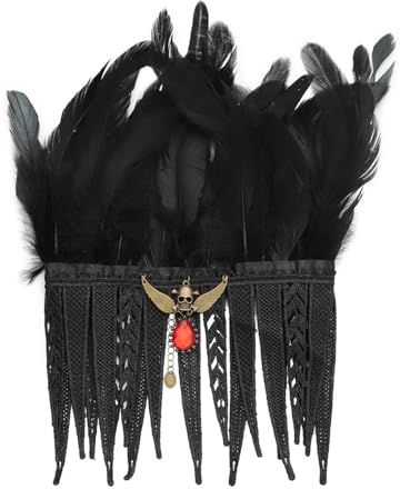 CHICTRY Halloween Gothic Feder Choker mit Spitze Deko Victorian Natürliche Feder Halschoker Kragen Punk Halskette Karneval Halloween Cosplay Typ A One Size