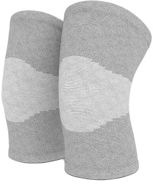 MEIION Relieve - Bambus Knie Kompressions-Bandage Kniestrümpfe Gym Unisex-Sport- und Fitness-Knieorthese Kniebandage Sport-Knieschoner Atmungsaktiv und Bequem für Damen und Herren Grau XL