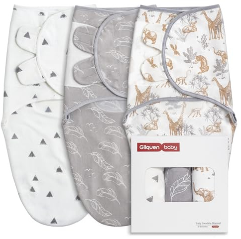Swaddles Sovsäck för nyfödda, 0–3 månader, Oeko-Tex 100 unisex, 3-pack, 100 % ekologisk bomull, djungelutforskning, liten, Djungelutforskning, Small
