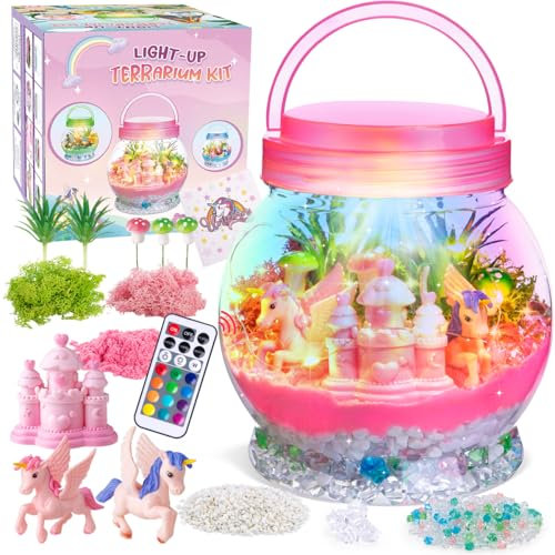 MELAND Unicorn Terrarium Kit for Kids, Craft Kits for Kids Girls Birthday Christmas Presents, Unicorn Toys Gifts for Girls 5 6 7 8 + Years Old