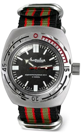 VOSTOK Amphibia 090916 Automatik-Armbanduhr mit Selbstaufzug, Mehrfarbig/Meereswellen (Ocean Tides), Taucher