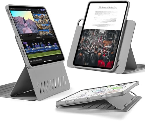 ESR Cover per iPad Air 11 M4/M3/M2, iPad Air 5a/4a Gen 10.9, Grigio | Girevole con Custodia Magnetica Rimovibile, Supporto Regolabile in Verticale/Orizzontale, 9 Angoli, Serie Shift
