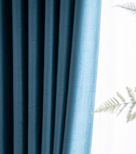 Mesnt Lichtdichte Vorhänge Blickdicht, Blaue Ösen Fenster Gardinen für Schlafzimmer86 x 160 cm