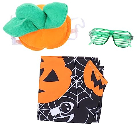 BESPORTBLE 1satz Dekorativen Hunde Und Katzenkostümen Für Halloween Süße Katzenbrille Strapazierfähiges Bandana Und Niedlicher Kürbiskopf-Hut Für Und Haustierpartys