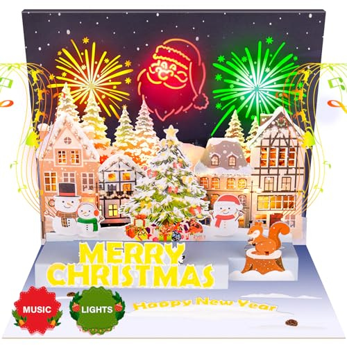 FITMITE Weihnachtsstadt-Feuerwerk-Grußkarte, Papier