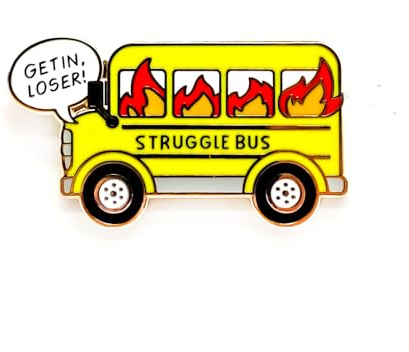Burning Bus Badge Pin - Fun Series - Enamel Lapel Pin - Plated Badge for Clothing, Bags, and Lanyards