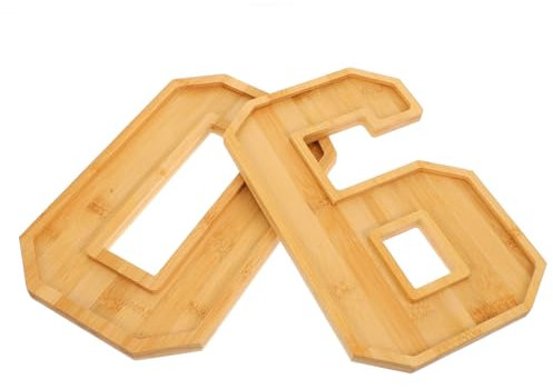 DECHOUS Number Shape Plate Large Capacity Storage Tray Multi-Functional Fruit Serving Trays Wood Decorative Tray